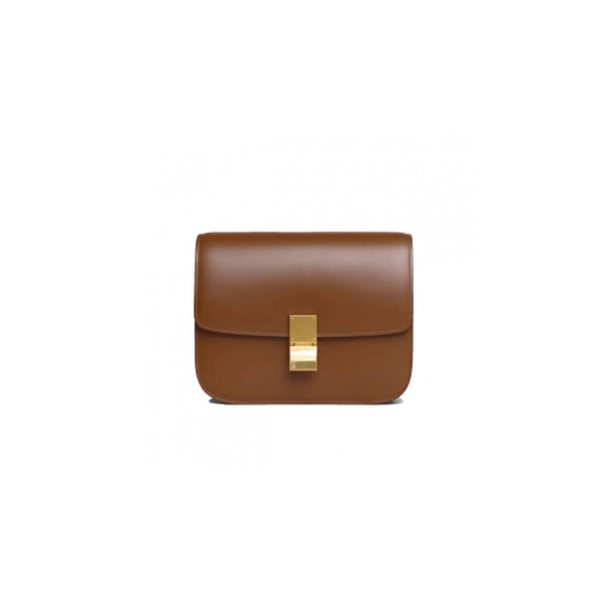 CELINE BORSA CLASSIC MEDIA IN PELLE DI VITELLO BOX CAMMELLO 189173DLS.04FG (24*18*7cm)